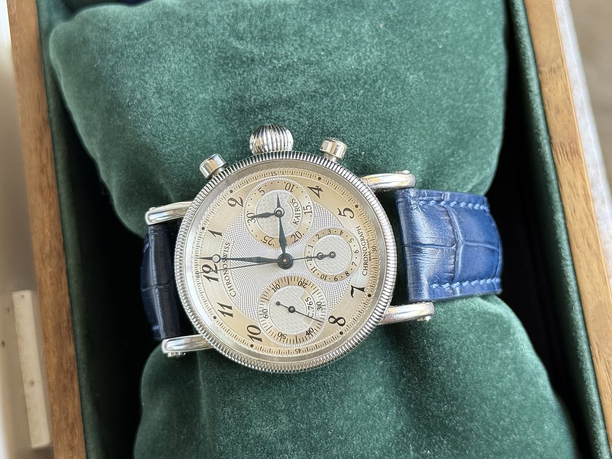 Chronoswiss Kairos Chronograph Automatic – Cadran Argint Masiv 925 – Nou / Full Set